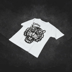 เสื้อยืดคอกลมแขนสั้นลายเสือพิมพ์ลายตามสั่งสำหรับผู้ชาย ทรงโอเวอร์ไซส์ ผ้าคอตตอนเจอร์ซีย์ สไตล์สตรีทแวร์ลำลอง - Product Image 5