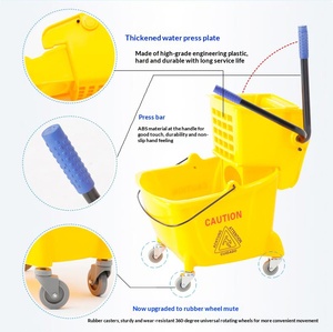 Seau essoreur à presse latérale 36L, manivelle ABS, utilisation à une main, facile à presser, mobile, pour l'entretien ménager des hôtels - Product Image 3