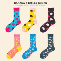 Chaussettes de cheville antidérapantes personnalisées OEM pour l'automne, avec motif banane, en coton doux, chaussettes amusantes multicolores, vente en gros