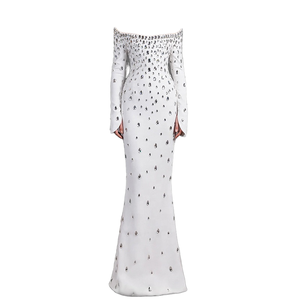 Eleganti Abiti da Sera per Donna all'Ingrosso, Vestito Lungo Monospalla con Perline, Cristalli e Diamanti, Lussuoso Abito da Festa Stile <span class=keywords><strong>Impero</strong></span> - Product Image 1