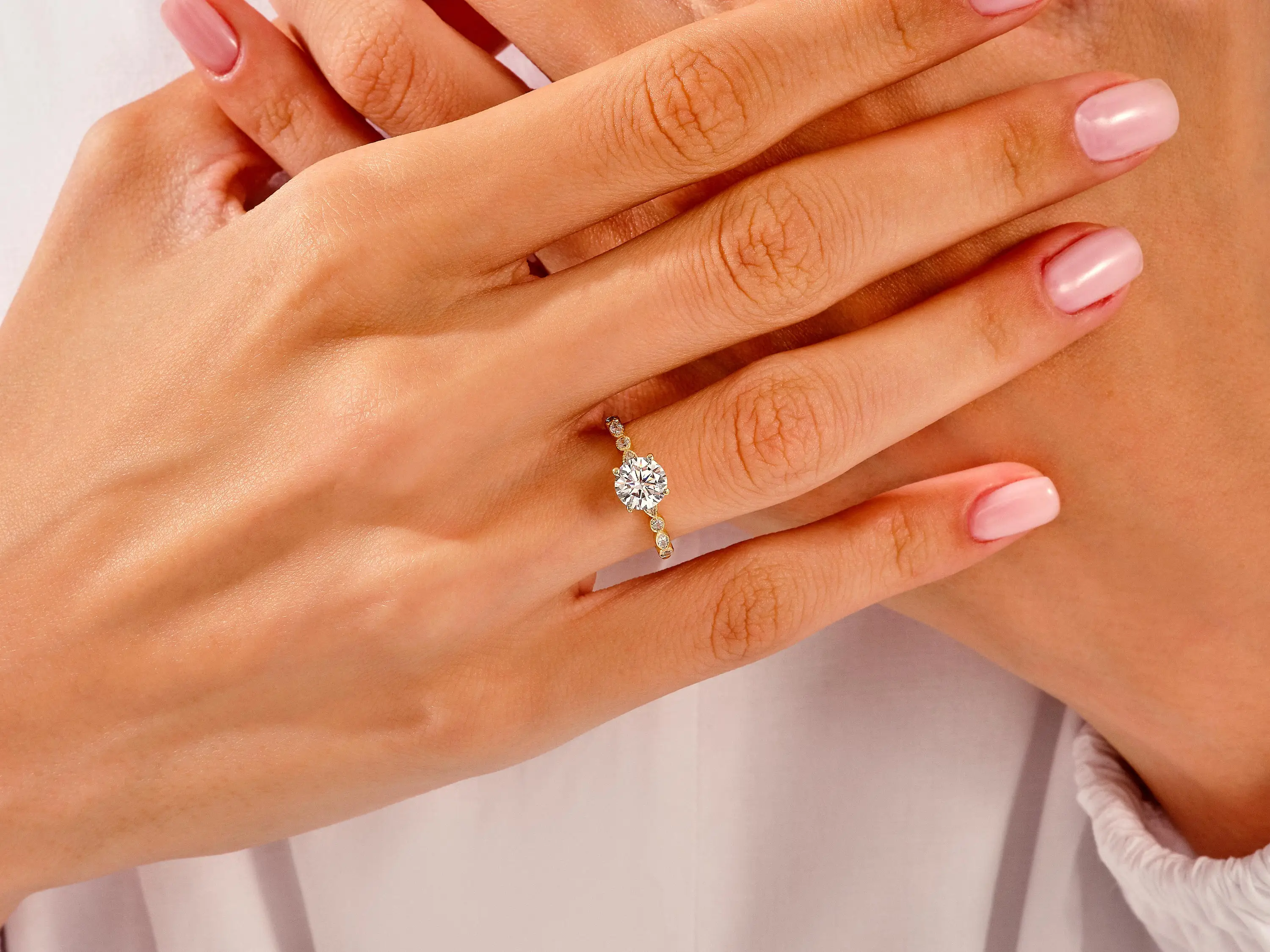 Anello di fidanzamento 14k 18k oro Vintage promessa anello 1-2 CT unico laboratorio cresciuto anello di diamanti