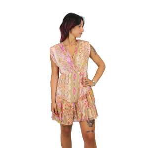 Zahjr Vestido de mujer natural sin mangas con cuello en V y dobladillo con volantes, minivestido informal de verano - Product Image 2
