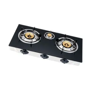 Best Quality Glass Made 3 Burner Tempered Glass Blue Flame Stove Gas Cooker