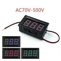 Tabel Tegangan LED Digital Akurat Tabel Tegangan AC Desain 2 Jalur Voltmeter AC 70V ~ 500V Tampilan Merah Hijau Biru