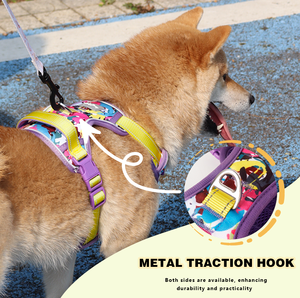 Arnés de perro de lujo de neopreno resistente con patrón DIY, proveedor de entrenamiento de mascotas de trabajo, arnés de perro personalizado con clip frontal al por mayor - Product Image 2