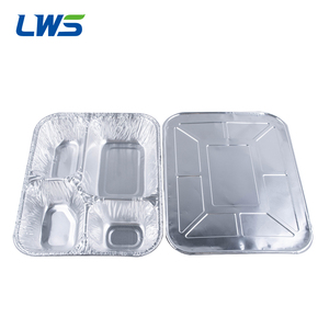 <span class=keywords><strong>4</strong></span> ngăn bao bì thực phẩm nhôm lá container dùng một lần nhôm lá khay dùng một lần nhôm lá Hộp Ăn Trưa với nắp - Product Image 1