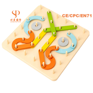Shine Pep Early Learning Creative Wooden Pegboard Puzzle Toy Toddlers Transformable Educational Geometric Shape <b>Matching</b> <b>Board</b> - Product Image 1