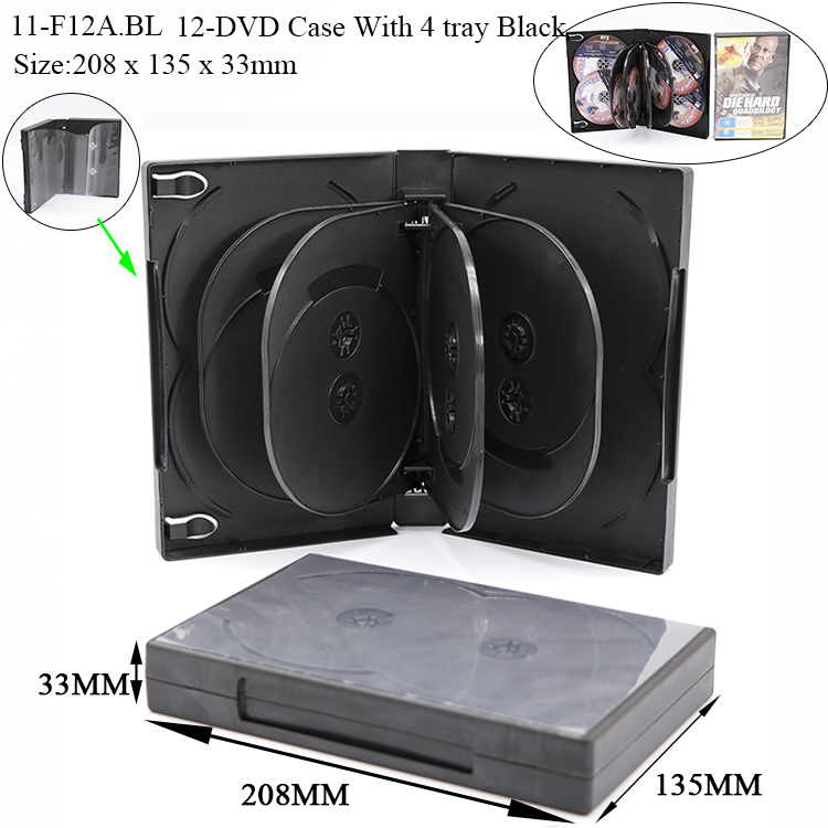 F12&nbsp;:&nbsp;33&nbsp;mm&nbsp;Boîtier 12&nbsp;DVD noir