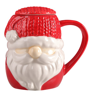 Statue de Père Noël en relief peinte à la main, <span class=keywords><strong>tasse</strong></span> en céramique 3D de Noël - Product Image 3