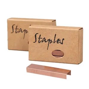 rose gold mặt hàng chủ lực Suppliers-Hot Sale Rose Gold Metal Office Staples Pin With Kraft Paper Box Packaging For School And Office