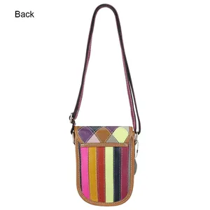 Sacs à bandoulière miniatures en cuir véritable AndoBag pour femme, avec surpiqûres colorées, sac à main pour téléphone portable, sac à bandoulière pour femme 1781 - Product Image 2