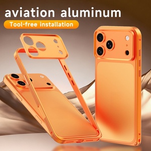 Quality Simple colors metal pure frame hardware <b>lens</b> aluminium alloy shockproof protect bumper back cover for iPhone 17 pro max - Product Image 2