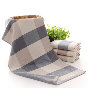 Serviette de toilette en coton à carreaux de style minimaliste japonais, <span class=keywords><strong>double</strong></span> couche, en <span class=keywords><strong>gaze</strong></span> éponge, pour usage quotidien familial - Product Image 4