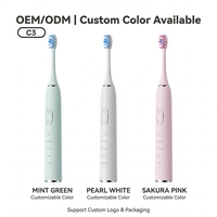 Brosse à dents électrique sonique, douce, étanche IPX7, type C, élimination puissante de la plaque dentaire, blanchiment des dents, 5 modes, autonomie de la batterie de 180 jours