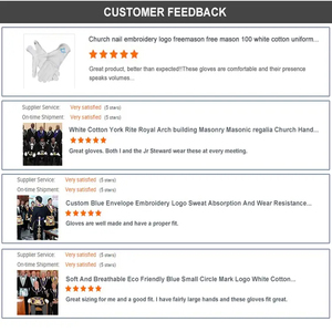 Venta al por mayor de algodón blanco personalizado Iglesia <span class=keywords><strong>Shriner</strong></span> Master Masonic Regalia bordado masón guantes - Product Image 5