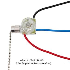 Interrupteur à chaîne de ventilateur de plafond ZING EAR on OFF 3 vitesses, commande par chaîne, laiton, 4 fils, 3A 6A 125V 250V - Product Image 4