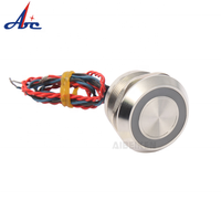 2024 tête de chanfrein 2A 5V 12V 24V anneau illuminé bouton poussoir tactile étanche 19mm interrupteur piézo-électrique avec fil de 300mm