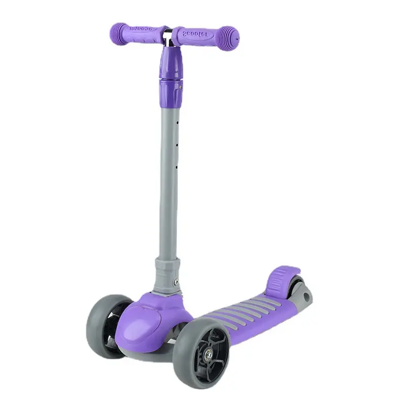 Patinete eléctrico plegable de 3 ruedas para niños de China, patinete de juguete con rueda LED, patinete de Pedal ajustable para niños