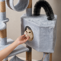 Arbre à chat DIY à six niveaux en panneaux de bois recouverts de velours, 150 cm, avec lit pour chat toutes saisons et grand condo pour chat, direct usine, livraison Villadrop
