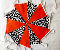Guirlande de bannière d'Halloween faite à la main, personnalisée, noire et orange, style shabby chic