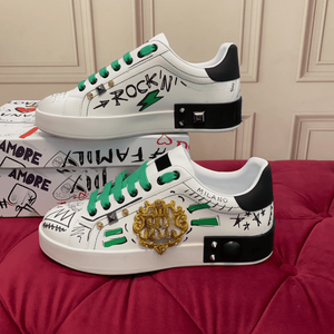 Dolces Tendances de la mode homme et femme, chaussures plates en tissu tissé à motifs graffiti tridimensionnels, chaussures décontractées pour tous les jours, Gabbna - Product Image 1