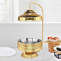 Plat de service de luxe durable en acier inoxydable 8L de qualité alimentaire, doré, avec couvercle articulé, chauffe-plat pour buffet, restaurant et banquet