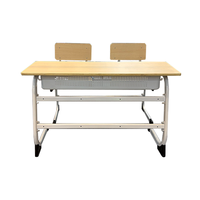 Nouvelle conception de bureau d'école moderne à deux places, table d'examen pour deux personnes avec tiroir de rangement, mobilier éducatif