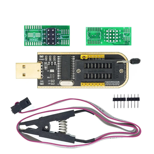 CH341 A 24 25 Series EEPROM Flash BIOS USB Programmer Module + SOIC8 SOP8 Test Clip + 1.8V adapter + SOIC8 adapter DIY KIT