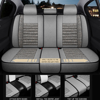 Nouveauté 2024 – Housse de Siège Auto Complète en Tissu Lin Absorbant l'Humidité, Accessoire d'Intérieur avec Appuie-Tête en Cuir pour Golf et Passat