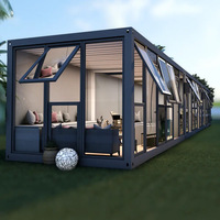 Maison conteneur préfabriquée en kit avec mur en verre, café-restaurant modulaire, design moderne, couleurs personnalisables, sûr, portable, facile à assembler