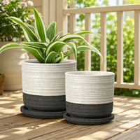 Pot de jardinière en céramique, Pots de fleurs pour plantes avec trous de drainage et soucoupes, Pots d'intérieur et d'extérieur