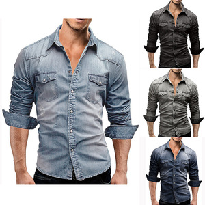 Nueva Camisa Casual de Moda para Hombre, Primavera-Otoño, Ajustada, Manga Larga, Satén, Doble Bolsillo, Botones de Mezclilla, Antiarrugas, Transpirable - Product Image 5