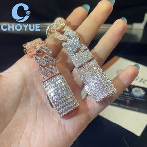 กำไลข้อมือเงินแท้ 925 รูปผีเสื้อ ประดับเพชรโมอิสซาไนต์ทรงบาแกตต์ แบบ Cuban Chain  งานหรูหรา  ผ่านการทดสอบเพชร GRA - Product Image 6