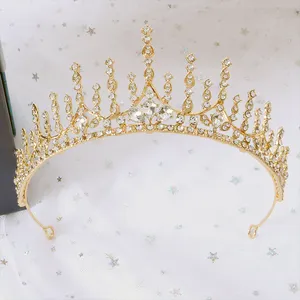 luxury victoria beauty pageant round crown princess crystals diamond zirconia decoration crown hair tiara headpieces for queens