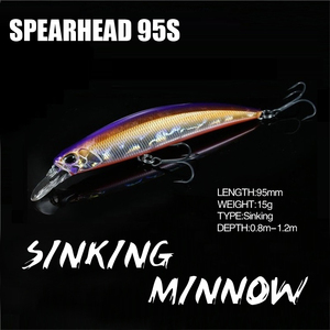HUIPING 95mm 15g Minnow <span class=keywords><strong>Esca</strong></span> Artificiale 95S <span class=keywords><strong>Esca</strong></span> Rigida <span class=keywords><strong>per</strong></span> la Pesca al Black Bass Wobbler Affondante M095 - Product Image 3
