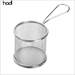 HADI Wholesale XXL Metal Food Basket Cheap Table Top Stainless Steel French Fries Basket Holder Buffet Supplies Storage Sale