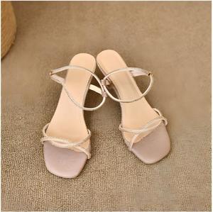 Women's Sandals Rhinestone Straps Square <strong>Toe</strong> 35-41 Convertible Shoes OEM <strong>Support</strong> No-slip Rubber Sole Dating Commute Party Daily - Product Image 2