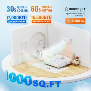 Aire Acondicionado Mini Split Rovsun de 17000 BTU, 17 SEER2, 230V, Inverter, sin Ductos, de Pared, con Control por Wifi - Product Image 2