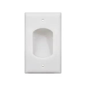White Single Gang Recessed Single Size Cable Wall Plate Low Voltage Plate