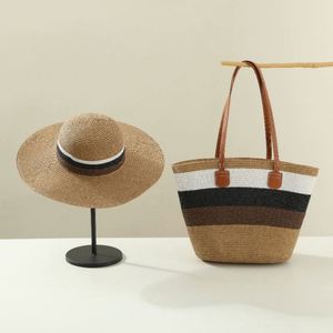 Wholesale Unisex Beach Hat and <b>Paper</b> Bag Set Summer <b>Sun</b> Protection Travel Casual Fashion Tote Shoulder Bag - Product Image 1