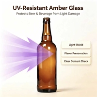 Bouteille de bière en verre ambré en gros d'usine avec bouchon couronne standard pour bière artisanale et vin de fruits, impression de logo personnalisée