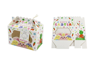 Boîtes cadeaux en papier personnalisées de luxe avec logo, motif lapin de Pâques et poussin de dessin animé, avec fenêtre et poignée, pour bonbons et faveurs de fête, vente en gros