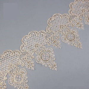 Beautiful Shiny <strong>Sequined</strong> Gold Embroidery Border <strong>Net</strong> <strong>Lace</strong> <strong>Trim</strong> for Garments - Product Image 1