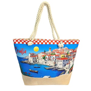 Sac en toile et lin St.Tropez <span class=keywords><strong>de</strong></span> créateur recyclable imprimé <span class=keywords><strong>de</strong></span> logo personnalisé avec pochette et fermeture éclair Grand sac fourre-tout en toile pour le shopping - Product Image 2