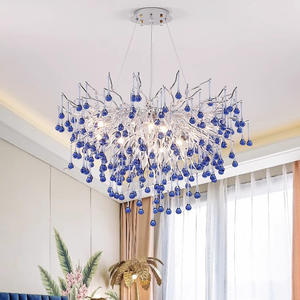 Lustre en cristal moderne en forme de goutte d'eau rose pour <span class=keywords><strong>plafond</strong></span>, chambre à coucher, restaurant, hôtel de luxe, décoration de hall - Product Image 2