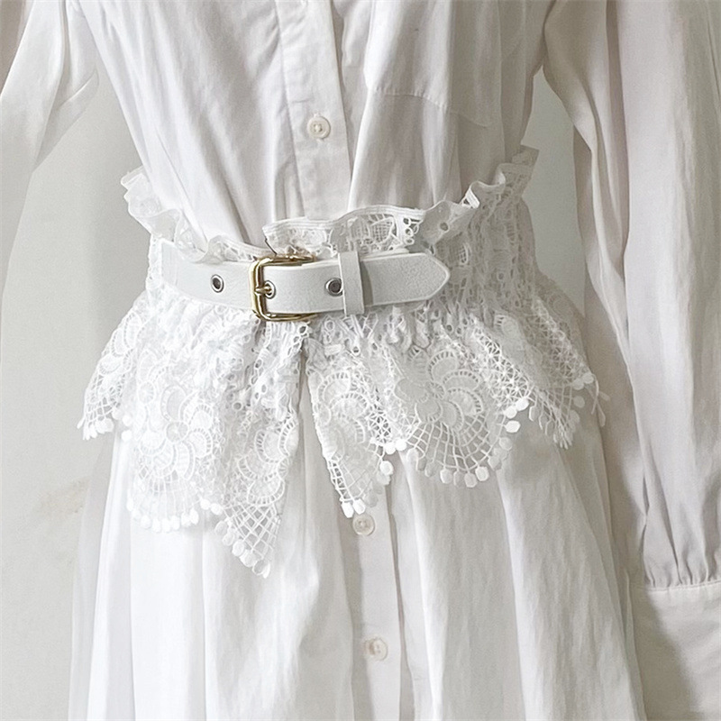 slim fit dress slacks White A-Line Dress w/ Gold Print and Belt w/ Metal Gold Chain – Perfect Wear main image 1