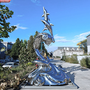 YOUFINE Escultura <span class=keywords><strong>de</strong></span> Delfín <span class=keywords><strong>de</strong></span> Acero Inoxidable Pulido a Espejo <span class=keywords><strong>de</strong></span> Tamaño Real, Estatua <span class=keywords><strong>de</strong></span> Animal Marino Saltando para Piscina <span class=keywords><strong>de</strong></span> Hotel - Product Image 4