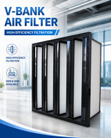 Filtre à air industriel haute performance en V, en fibre de verre et plastique ABS, à haute capacité anti-poussière