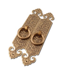 Chinese Style <b>Brass</b> Cabinet Handle Rectangle Shape With Ring 3cm Diameter Screw Mount For Furniture <b>Door</b> Hardware - Product Image 4