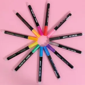 Marcadores de Tinta Permanente Metálicos Brillantes Mágicos en Oferta, 12 Colores, Rotuladores para Contornos de Tela para Manualidades - Product Image 2